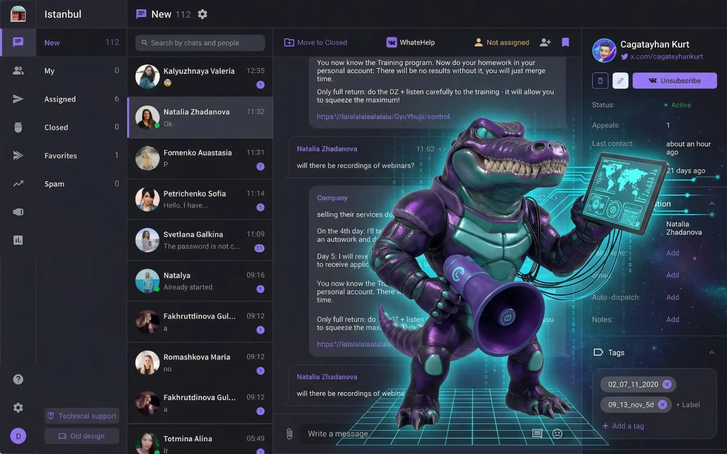 DeliChat live dashboard — real-time visitor tracking and conversation management